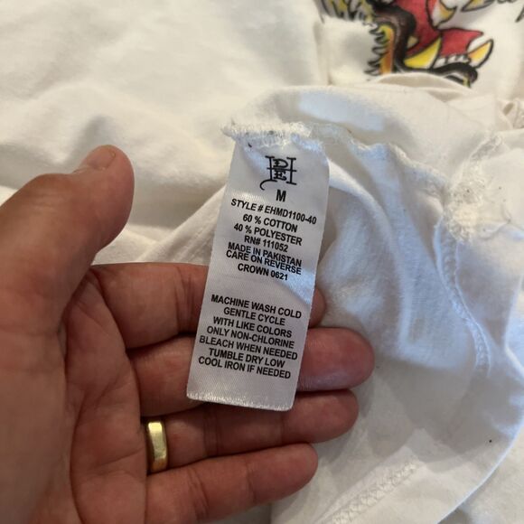 Vintage Y2K Ed Hardy Men's White Short Sleeve T-Shirt | Mens Medium - Picture 14 of 14